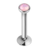 Flat Top Opal Labret Rosa 6 mm