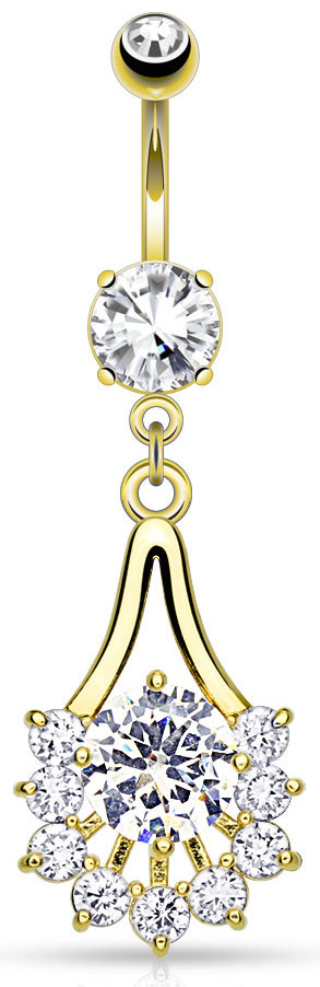 Navelpiercing waaier gold plated