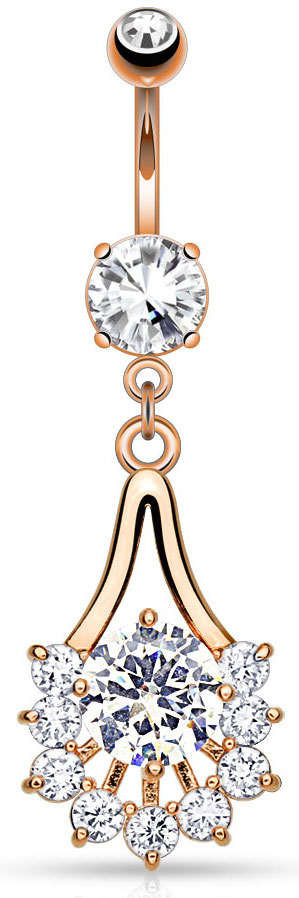 Navelpiercing waaier gold plated rose kleur