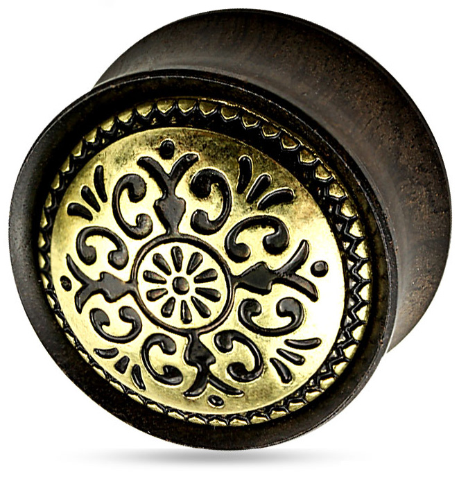 Antique Pattern Ebony Plug - 14 mm Antique Pattern Ebony Plug - 14 mm