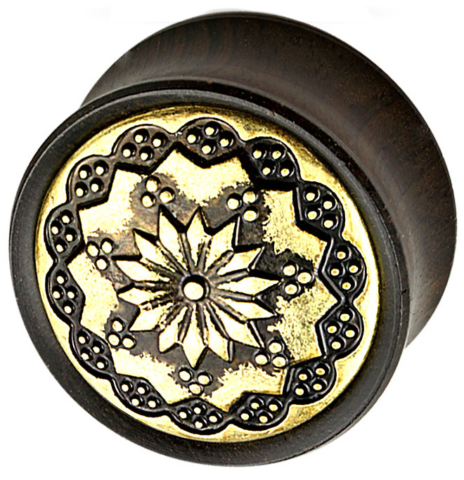 Plug aus Ebenholz mit Blumenmuster – 14 mm