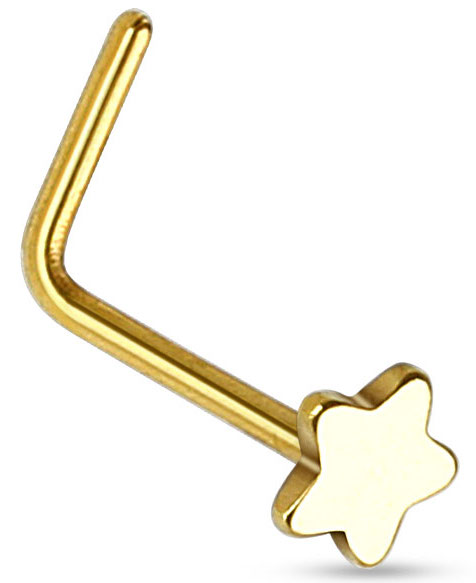 Nasenpiercing Stern mit Biegung goldfarben