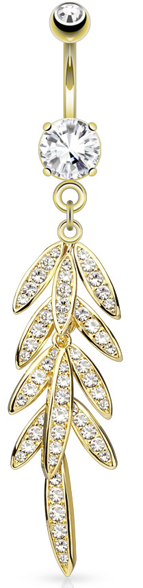 Navelpiercing blad gold plated