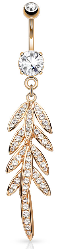 Navelpiercing blad rose gold plated