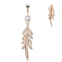Bauchnabelpiercing Blatt rosévergoldet