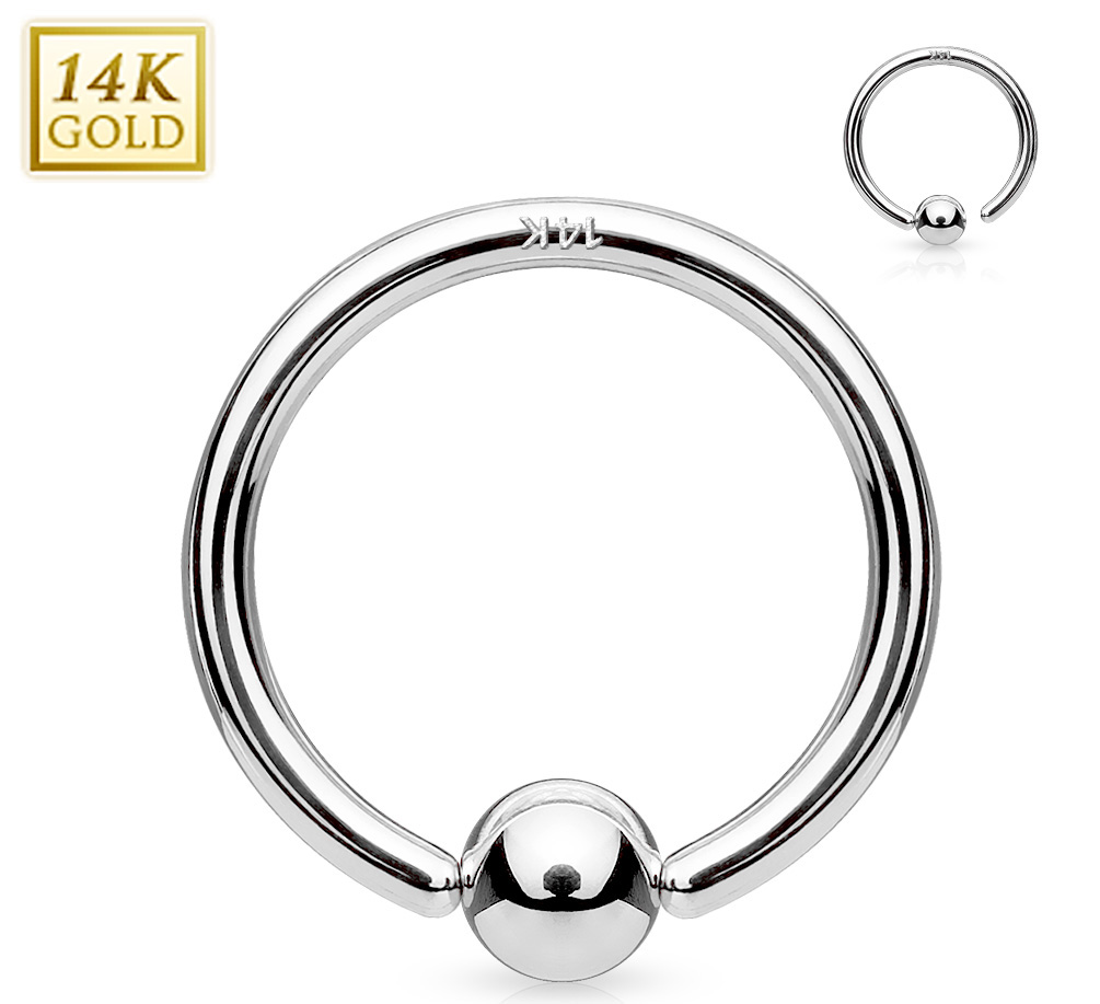 14 Karat Weißgold Ball Closure Ring – 8 mm