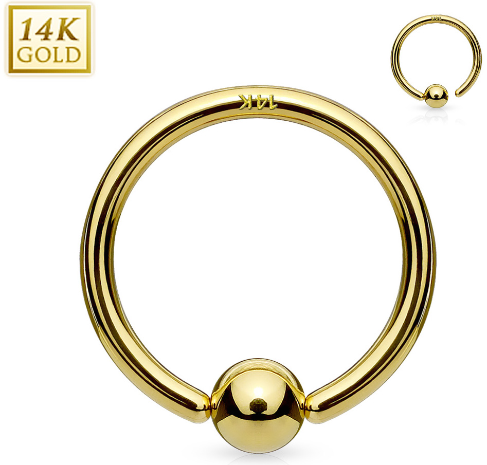 14K Gold Kugelverschlussring - 10 mm