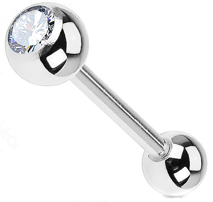 G23 Titan Barbell mit Edelsteinen Weiß 1,6 x 6 x 3 mm