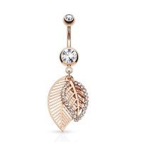 Bauchnabelpiercing Doppelblatt vergoldet rosefarben