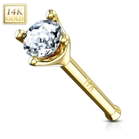 Nasenpiercing aus 14 Karat Gold mit rundem 1,5-mm-Stein aus weißem Zirkonia