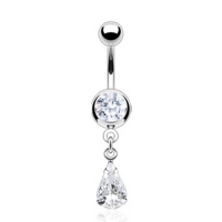 Bauchnabelpiercing Anhänger Tropfen weiß