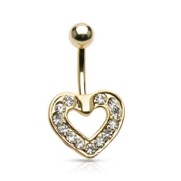 Bauchnabelpiercing Herz vergoldet 14kt. mit Steinen