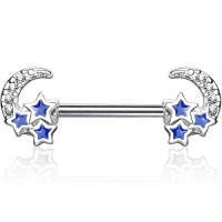 Brustwarzenpiercing Mond mit Sternen