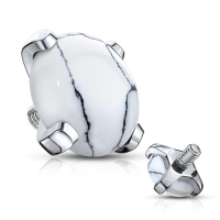 Dermal Top Stein weiß mit schwarzem Howlith 1,6mm
