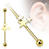 Industrial Piercing Sterne vergoldet
