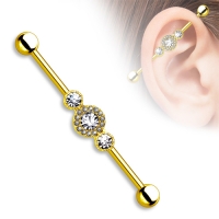 Industrial Piercing 3 zentrierte runde Kreise vergoldet