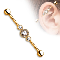 Industrial Piercing 3 zentrierte runde Kreise vergoldet rosefarben