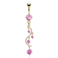 Bauchnabelpiercing Herz vergoldet 14kt. feiner Anhänger rosa