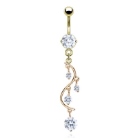 Bauchnabelpiercing Herz vergoldet 14kt. feiner Anhänger weiß