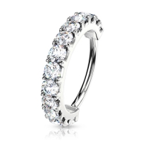 Piercing CZ gefüttertes Creolenband weiß 1,2x8