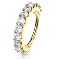 Piercing CZ gefüttertes Creolenband vergoldet 1,2x8