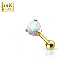 14 kt. Piercing mit Opalstein 4mm