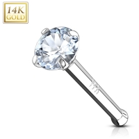 14 Karat Weißgold Nasenpiercing mit 2 mm Stein