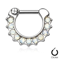 Piercing Clicker 11 Steine ​​weißer Opalit