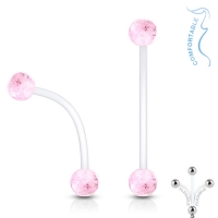Piercing Glitzerkugel rosa