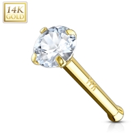 14K Gold Nasenpiercing mit 3mm Stein
