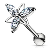 Piercing 3 Marquise CZ Doppeldreieck Blumentop