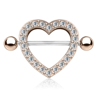 Brustwarzenpiercing Herz vergoldet Rose