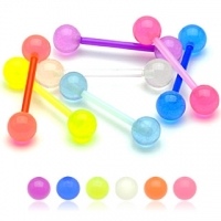 Piercing flexibele staaf glow in the dark blauw