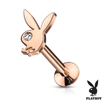 Piercing Playboy Bunny mit Edelsteinauge vergoldet rosefarben