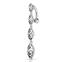 Bauchnabelpiercing 4 Marquise vertikaler Tropfen