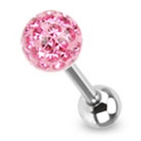 Piercing met ferido multi crystal met Epoxy roze