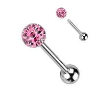 Piercing mit Ferido Multikristall mit Epoxid rosa