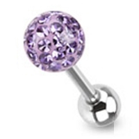 Piercing met ferido multi crystal met Epoxy paars