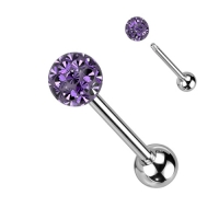 Piercing mit Ferido Multikristall mit Epoxid lila
