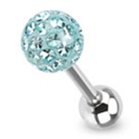 Piercing met ferido multi crystal met Epoxy aqua
