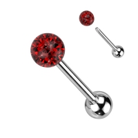Piercing mit Ferido Multikristall mit Epoxid rot