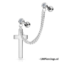 Helix-Piercing-Halskette mit massivem Kreuzanhänger