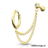 Piercing Doppelkette mit Ohrringring vergoldet