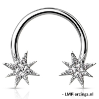 Brustwarzenpiercing Starburst mit CZ-Steinen