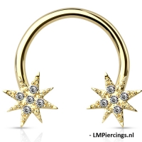 Brustwarzenpiercing Starburst mit CZ-Steinen vergoldet