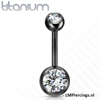 Piercing Titan schwarz mit Stein
