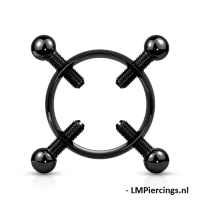 Fake Nippelpiercing Klemme mit 4 schwarzen Schrauben