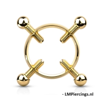 Fake Brustwarzenpiercing Klemme mit 4 Schrauben vergoldet