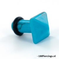 16mm Single-Flared Plug Türkisstein quadratisch