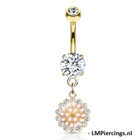 Bauchnabelpiercing Cluster Steine ​​um Blumenanhänger vergoldet